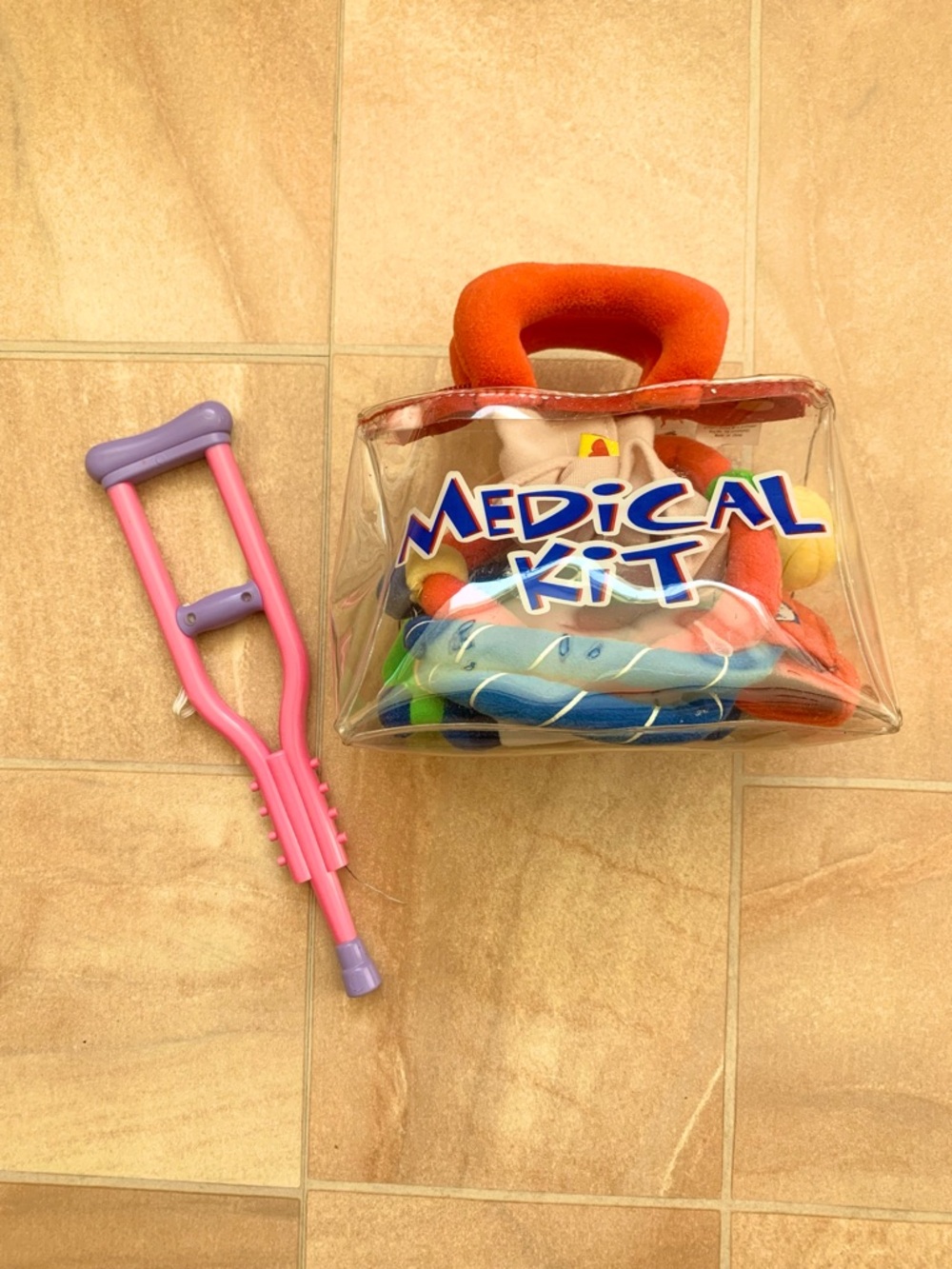 Build-A-Bear Doctor Medical Kit Supplies Bag & Pink Crutch Accessories